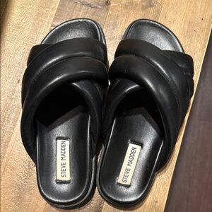 Steve Madden Black Quilted Slide Sandals